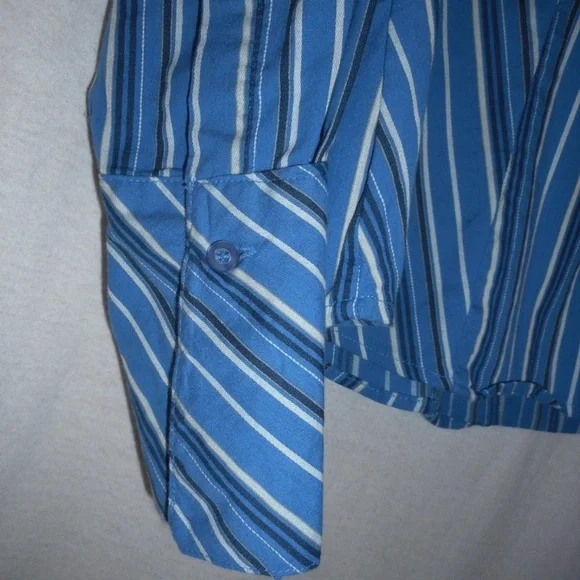 Blue White Black Striped Size L Striped Blouse top - Picture 5 of 6